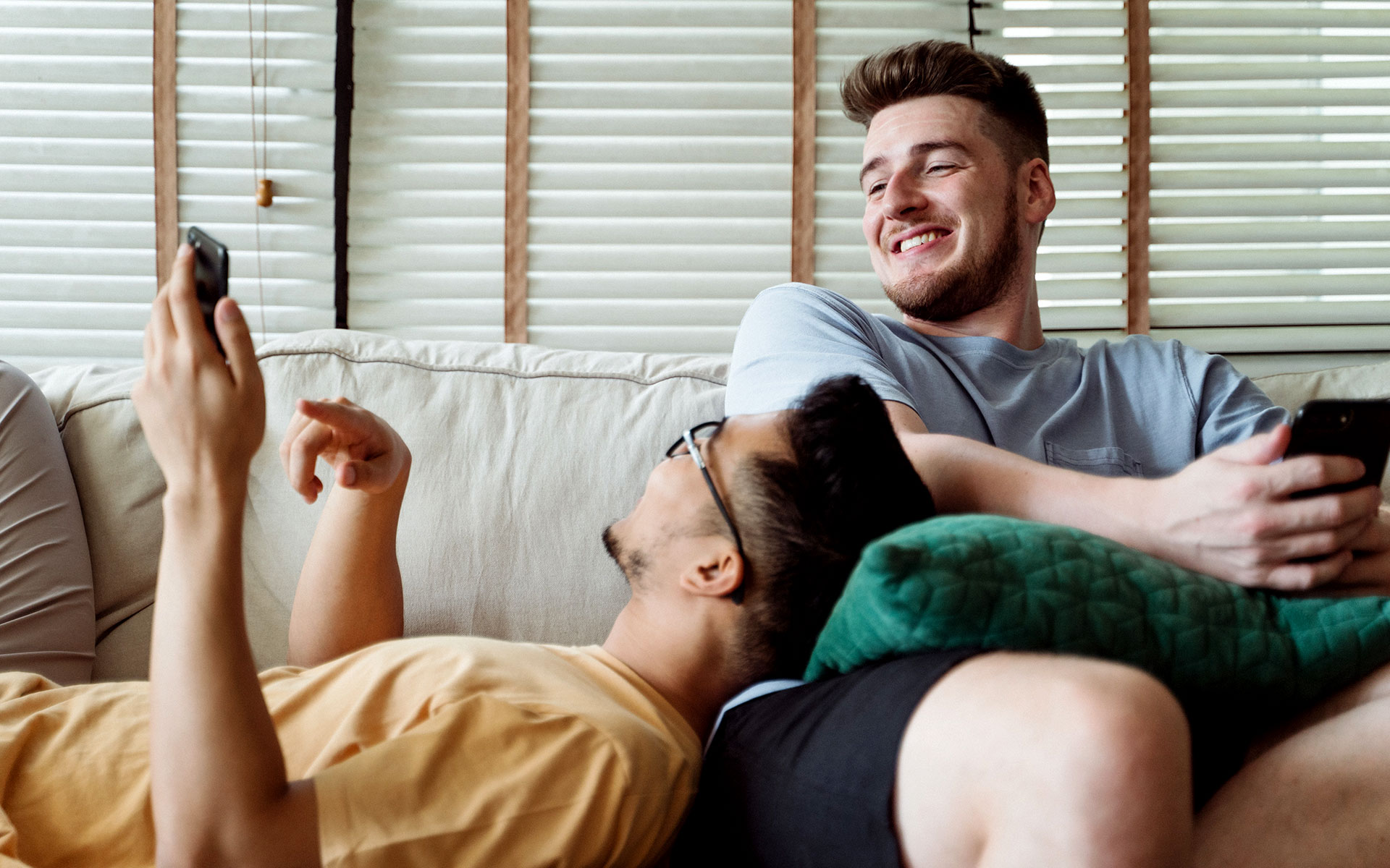 First-time home buyer couple looking at listings online